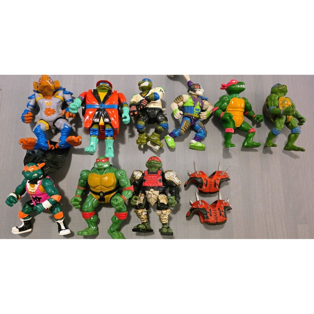 Vintage TMNT Action Figure Lot 80s 90s Playmates Dirtbag Triceraton Accessories
